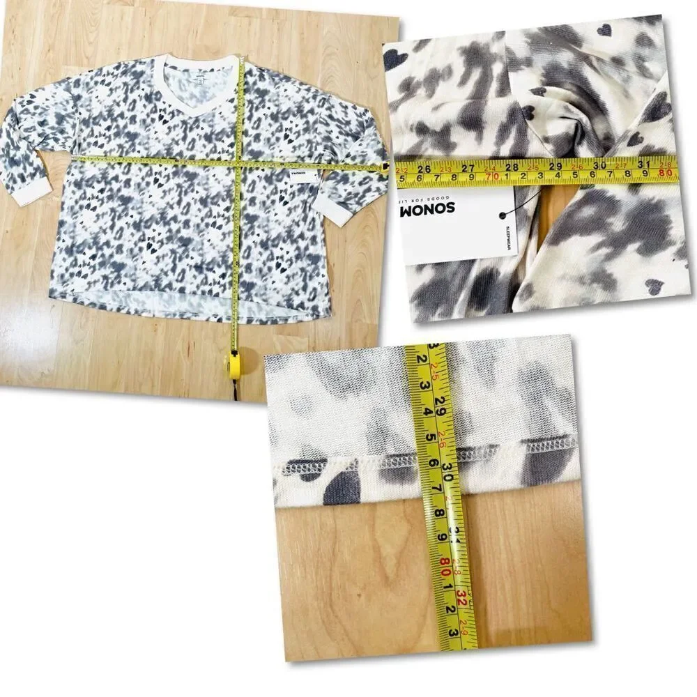 NWT Plus Size 3X Sonoma 2,Pc V-Neck Pajama Top & Pants Sleep Set Gray Leopard